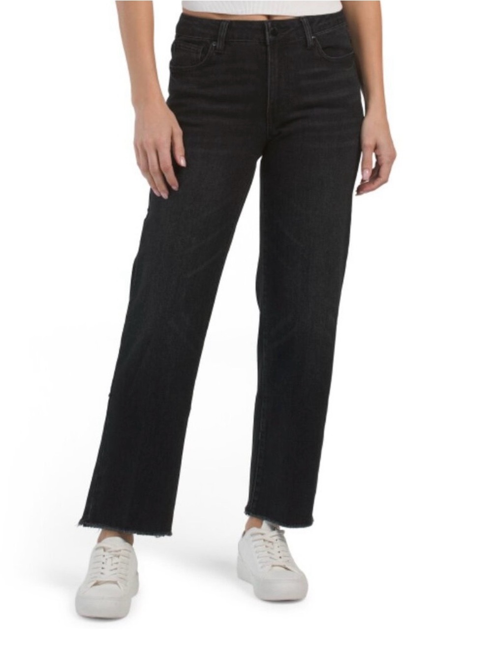 BLUE REVIVAL Black Hailey Mid Rise Straight Leg Frayed Hem Jeans Size 26